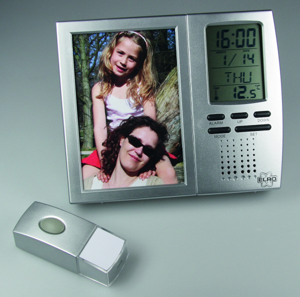 Funk Klingel Tür Gong 8 Melodien bis 100 m + Uhr Thermometer Fotorahmen